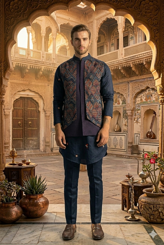 Royal Zafraan Velvet Indo-Western Set