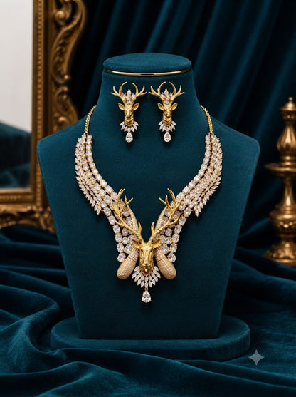 Royal Deer-Inspired Kundan Choker Necklace & Earrings Set