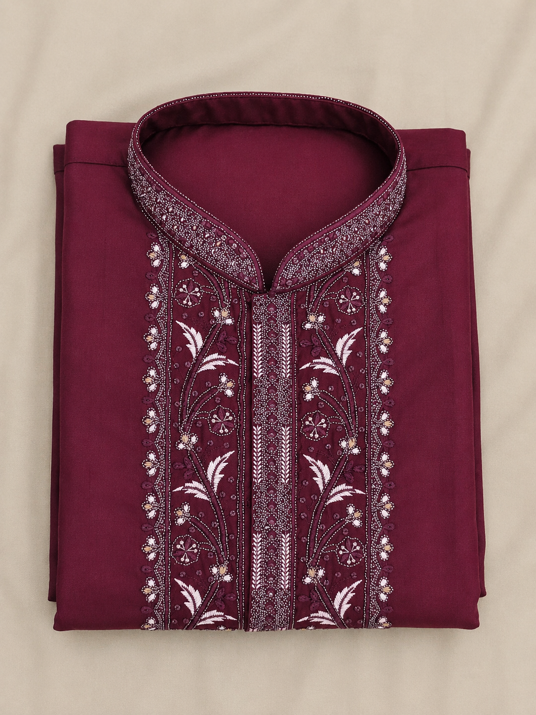 Royal Burgundy Embroidered Kurta Set