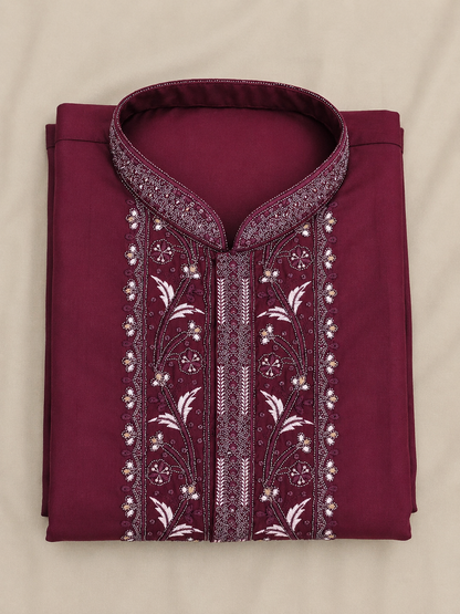 Royal Burgundy Embroidered Kurta Set