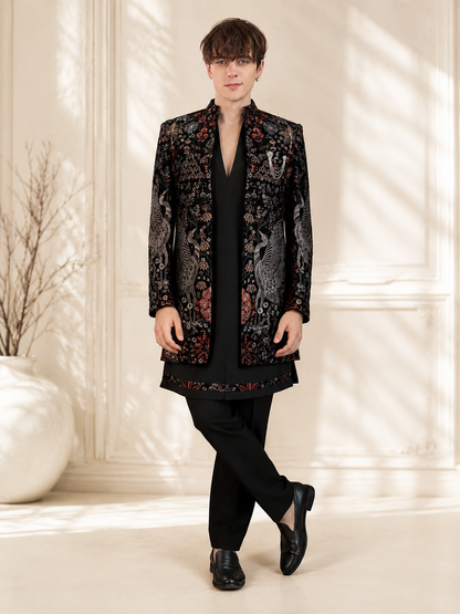 Midnight Crane Designer Indo-Western Set