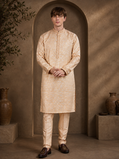 Ivory Heritage Motif Kurta Pant Set