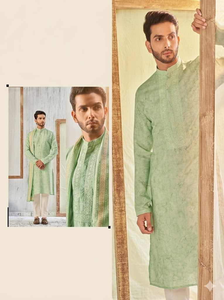 The Mint Jade Heritage Kurta Set