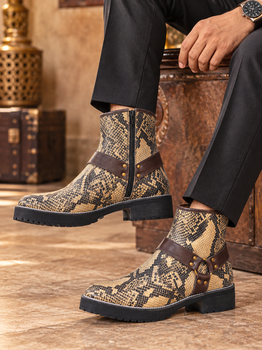Desert Royale Snakeskin Leather Ankle Boots