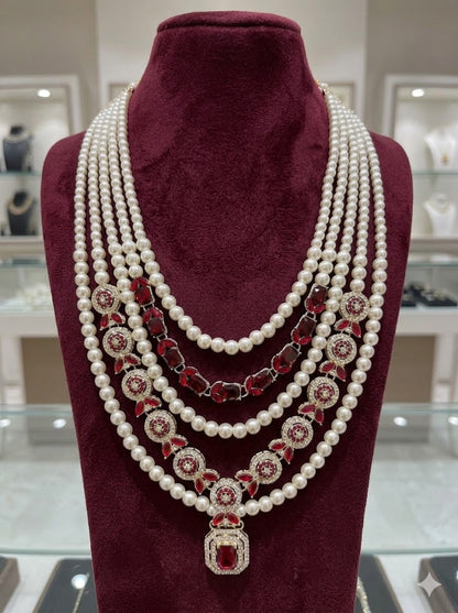 Royal Ruby Cascade Pearl Mala