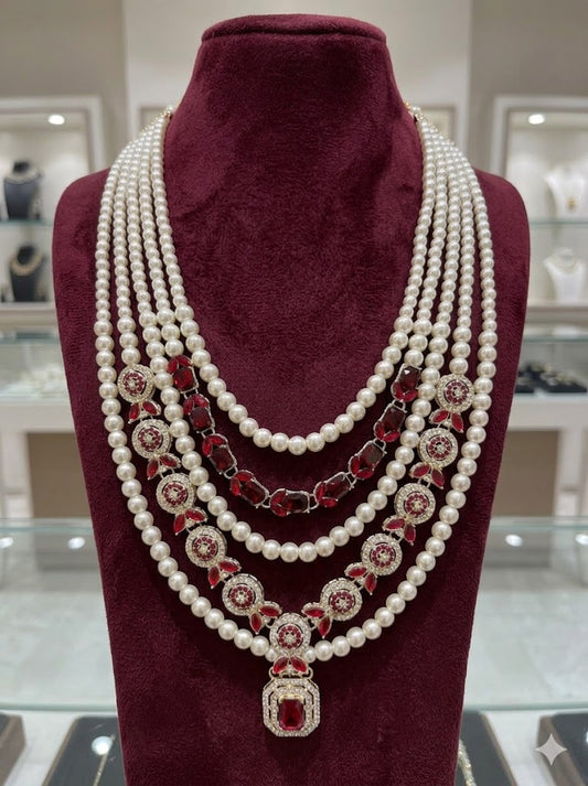 Royal Ruby Cascade Pearl Mala