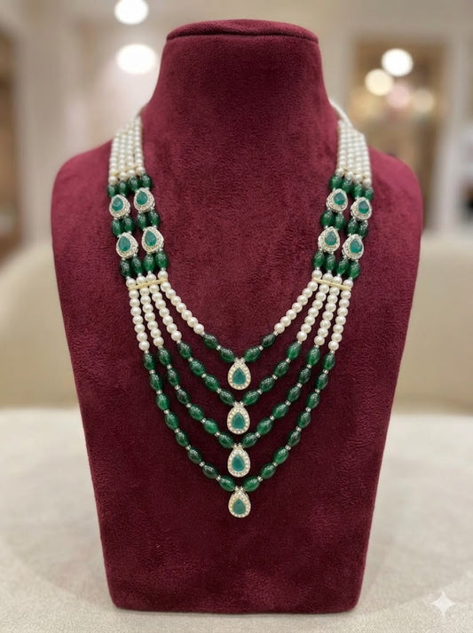 Emerald Royale Layered Pearl Mala