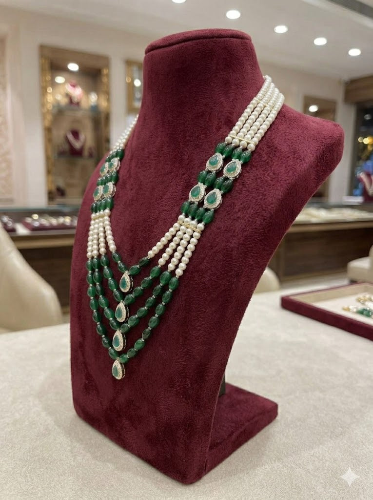 Emerald Royale Layered Pearl Mala