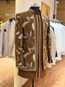 Royal Mocha Heritage Embroidered Indo-Western Set for Men