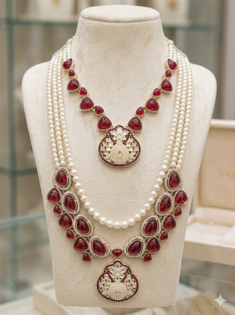 Royal Ruby Pearl Twin-Layer Mala