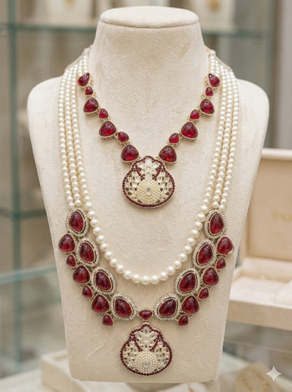 Royal Ruby Pearl Twin-Layer Mala