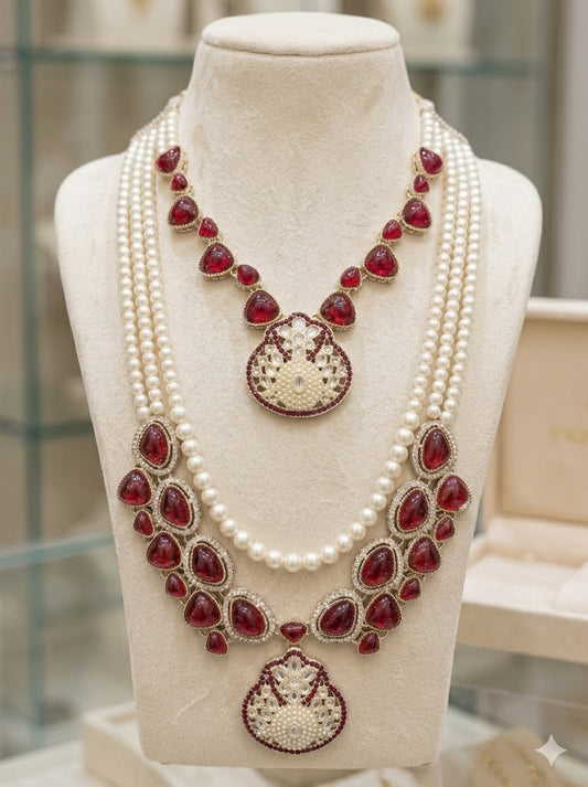Royal Ruby Pearl Twin-Layer Mala