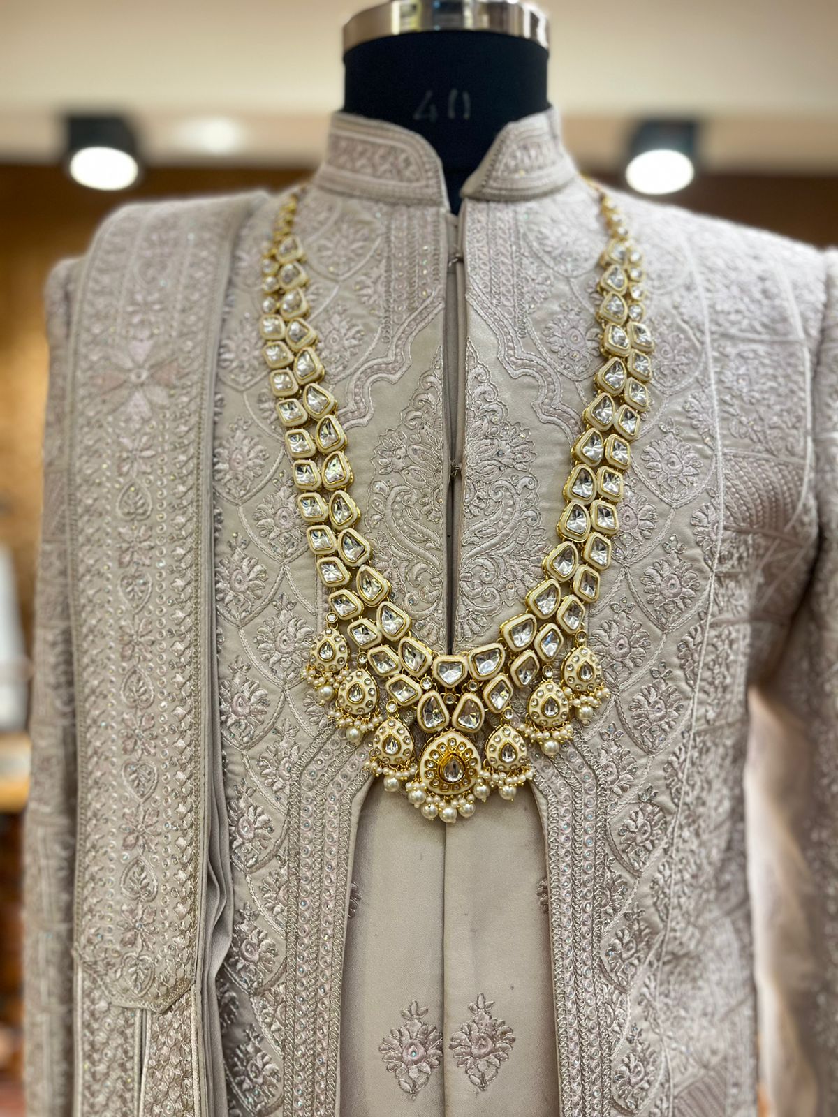Rajsi Polki Pearl Groom Mala beige shade