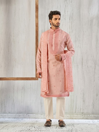 The Peach Blossom Heritage Kurta Set