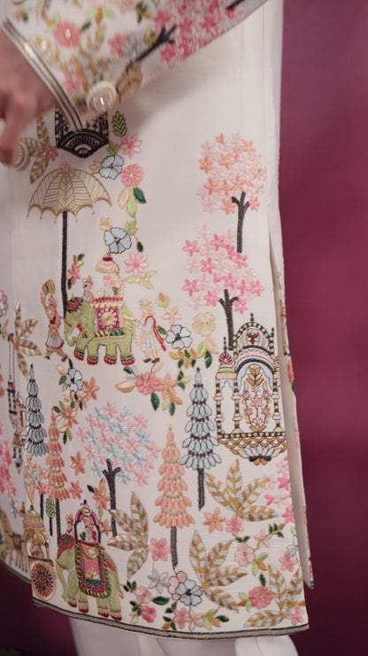 ELEGANT IVORY EMBROIDERED SHERWANI