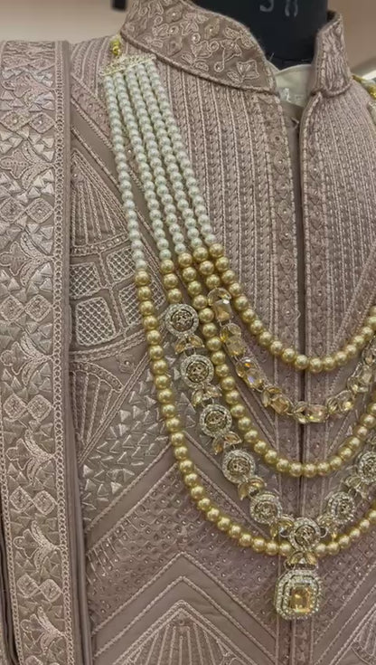 Rajwada Swarn Ratna Layered Pearl Mala