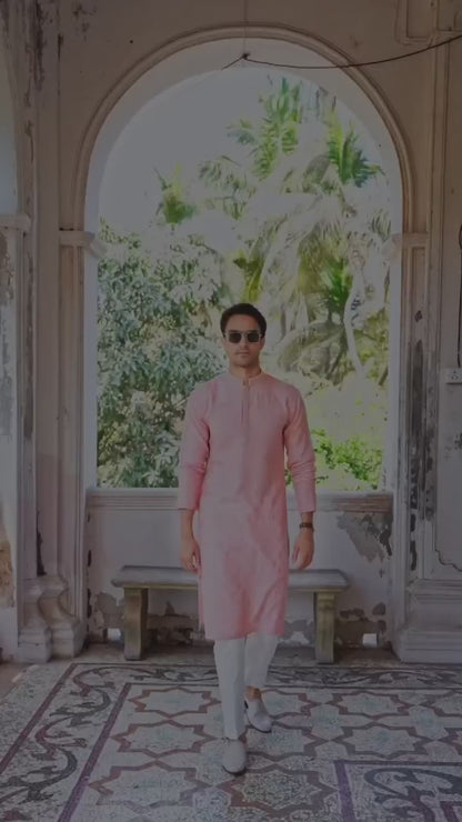 Blush Grace Linen Silk Kurta Set