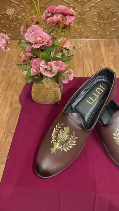 Rajwada Heritage Crest Brown Loafers