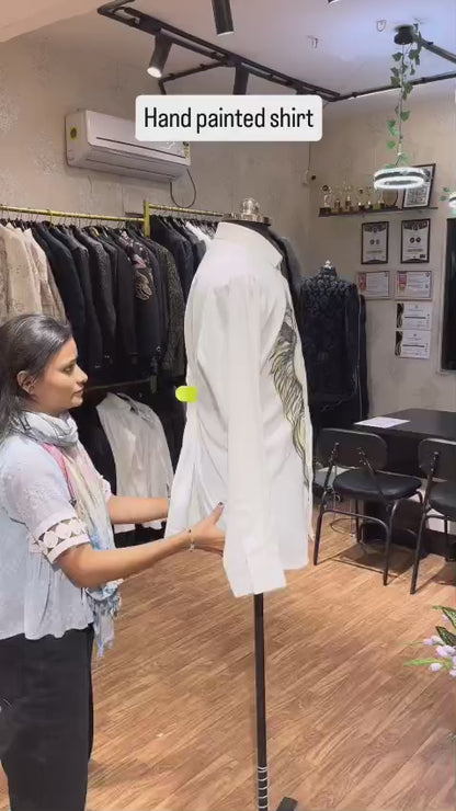 Custom Hand-Painted Lion Motif Shirt