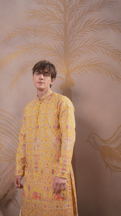 Sundarvan Mustard Heritage Kurta Set