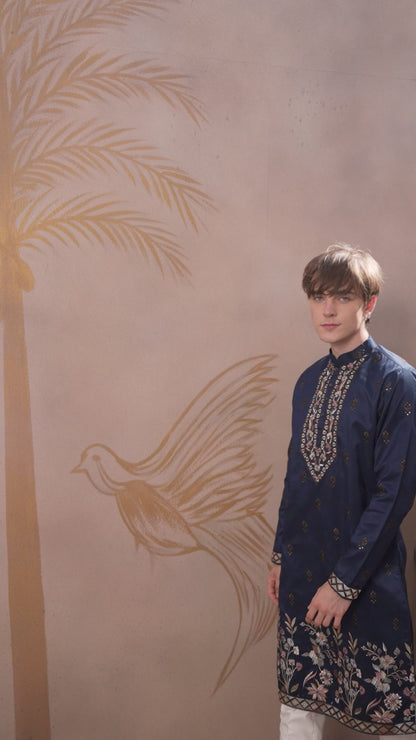 BERRY BLUE EMBROIDERY WORK KURTA SET