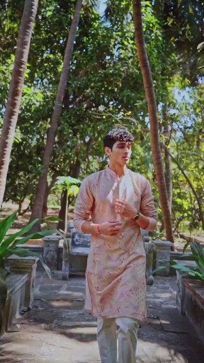 Blush Heritage Linen Silk Kurta Set