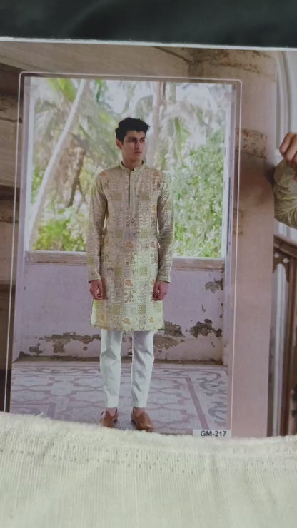 Heritage Gold Linen Silk Kurta Set