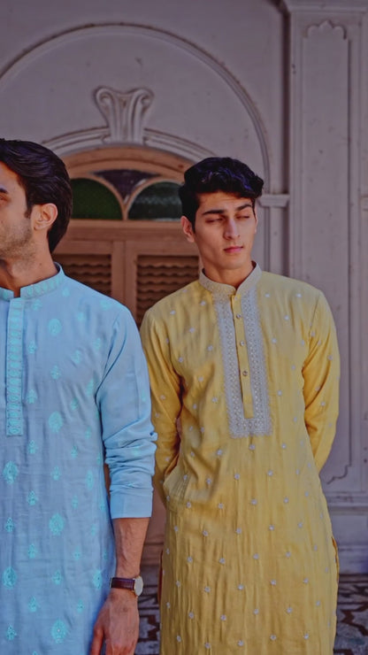 Golden Aura Linen Silk Kurta Set
